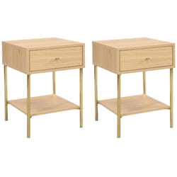 Pascal Morabito - Lot de 2 tables de chevet 1 tiroir - mdf et métal - Naturel et doré - milavia de
