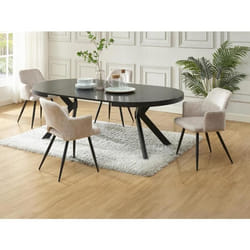 Ensemble table KOMONI + 4 chaises KADIJA - Noir et beige