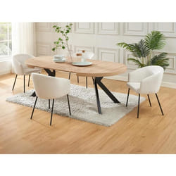 Ensemble table KOMONI + 4 chaises MORONI - Naturel et crème