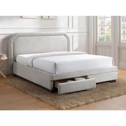Lit avec tiroirs 140 x 190 cm - Tissu - Beige - INASTO