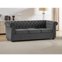 Canapé 3 places convertible en velours gris anthracite CHESTERFIELD
