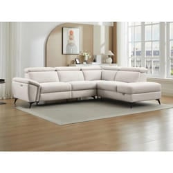 Canapé dangle droit relax électrique en tissu chiné beige CADILO