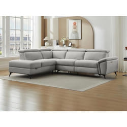 Canapé dangle gauche relax électrique en tissu chiné gris clair CADILO