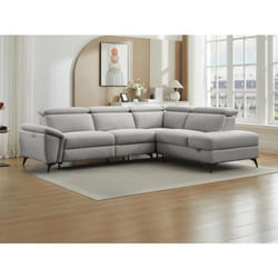 Canapé dangle droit relax électrique en tissu chiné gris clair CADILO