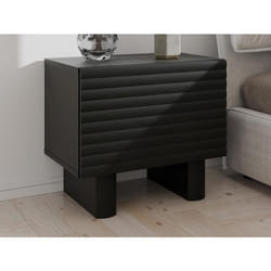 Lot de 2 tables de chevet 1 porte - MDF - Noir - LUDIMA