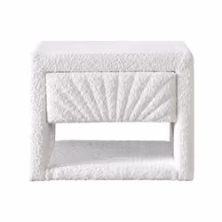 Table de chevet - 1 tiroir et 1 niche - Tissu bouclette - Blanc - ULAMI - Vue supplémentaire 2