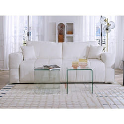 Vente-unique - Canapé 3 Places Convertible Express En Tissu Bouclette Beige - Couchage 140 Cm - Matelas 13 Cm Issoro