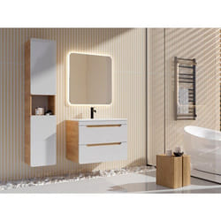Colonne De Salle De Bain Coloris Naturel Et Blanc - L35 X L32 X H170 Cm - Aruba