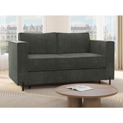 Canapé 3 places convertible express en tissu texturé vert - Couchage 140 cm - Matelas 14 cm - ELORYA