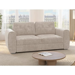 Canapé 4 places convertible express en tissu beige - Couchage 160 cm - Matelas 14 cm BOLIPO