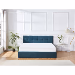 Lit Coffre 180 X 200 Cm - Tissu Bouclette - Bleu Canard - Maziri - Vue supplémentaire 2