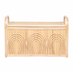 Coffre De Rangement En Rotin Tressé - L.91 X P. 48 X H. 58 Cm - Naturel - Lumora - Vue supplémentaire 2