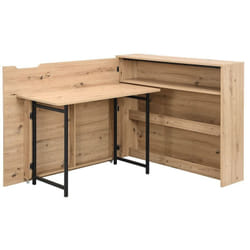 Bureau d'angle escamotable - MDF - Coloris : Naturel - RELIMY