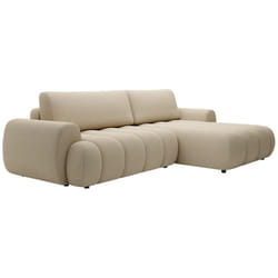 Vente-unique - Canapé d'angle droit convertible en tissu beige fridora