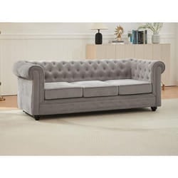 Canapé 3 places en tissu gris CHESTERFIELD