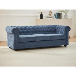 Canapé 3 places en tissu bleu CHESTERFIELD