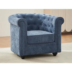 Fauteuil en tissu bleu CHESTERFIELD