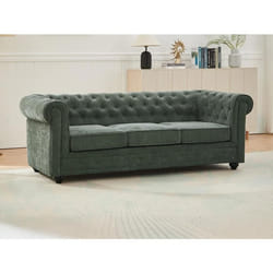 Canapé 3 places en tissu vert CHESTERFIELD