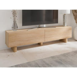 Meuble TV avec 2 portes en MDF - 180 cm - Naturel - LUDIMA