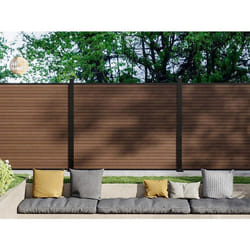 Vente-unique - Clôture À Poser Effet Bois H148 Cm - Kit De 9 Lames En Composite Co-extrudé + 2 Poteaux Anthracite - Palizo