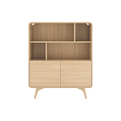 Bibliothèque Avec 2 Portes Et 4 Niches - Naturel - Jalemo