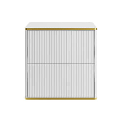 Meuble sous vasque suspendu strié liseré doré - Blanc - L60 cm - KELIZA
