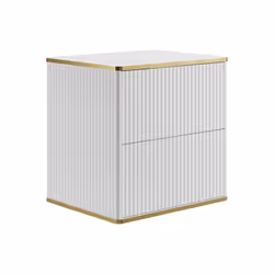 Meuble sous vasque suspendu strié liseré doré - Blanc - L60 cm - KELIZA - Vue supplémentaire 2