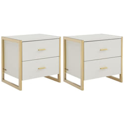 Lot de 2 tables de chevet 2 tiroirs - MDF - Beige et doré - OMBRELIA de Pascal Morabito