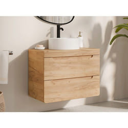 Meuble Sous Vasque Suspendu Avec Planche - 80 Cm - Naturel Clair - Aruba