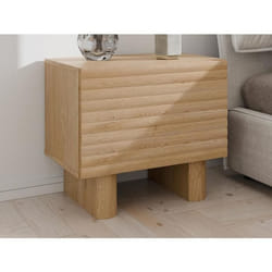 Lot de 2 tables de chevet 1 porte - MDF - Coloris : Naturel - LUDIMA