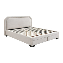Lit Avec Tiroirs 140 X 190 Cm - Tissu - Beige + Matelas - Inasto