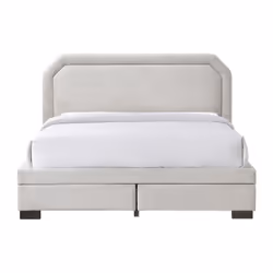 Lit Avec Tiroirs 140 X 190 Cm - Tissu - Beige + Matelas - Inasto - Vue supplémentaire 2