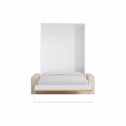 Lit Escamotable 160 X 200 Cm - Ouverture Verticale Manuelle - Coloris : Naturel Et Blanc + Matelas + Canapé - Beganio - Vue supplémentaire 2