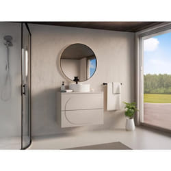Meuble sous vasque suspendu avec planche - Beige - 80 cm - VUTOMA