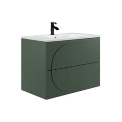 Meuble de salle de bain suspendu avec vasque à encastrer - Vert - 80 cm - VUTOMA