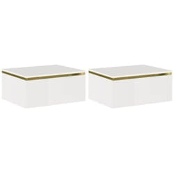 Lot de 2 tables de chevet suspendues avec 1 tiroir - Blanc brillant et doré - VUKIA de Pascal Morabito