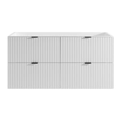 Meuble Sous Vasque Suspendu Strié - Blanc Mat - 120 Cm - Zevini