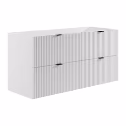 Meuble Sous Vasque Suspendu Strié - Blanc Mat - 120 Cm - Zevini - Vue supplémentaire 2