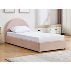 Lit coffre 90 x 190 cm - Velours côtelé - Rose + Matelas - LIRIMO