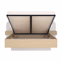 Lit Coffre Avec Chevets 160 X 200 Cm - Avec Leds - Coloris : Beige Et Naturel - Lyorima - Vue supplémentaire 2