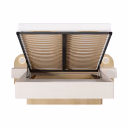 Lit Coffre 160 X 200 Cm - Avec Chevets Et Leds - Coloris : Beige Et Naturel + Matelas - Dartagno - Vue supplémentaire 2
