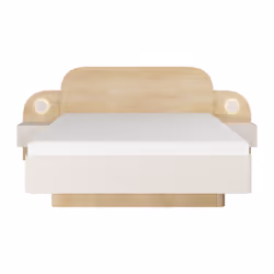 Lit 160 X 200 Cm - Avec Chevets Et Leds - Coloris : Beige Et Naturel + Sommier + Matelas - Dartagno - Vue supplémentaire 2