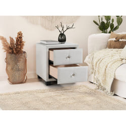 Lot De 2 Tables De Chevet Avec 2 Tiroirs - Tissu - Ivoire - Pichonia