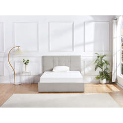 Lit Coffre 140 X 190 Cm - Tissu - Gris + Matelas - Hopeya De Pascal Morabito