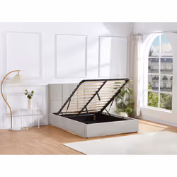 Lit Coffre 140 X 190 Cm - Tissu - Gris + Matelas - Hopeya De Pascal Morabito - Vue supplémentaire 2