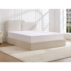 Lit coffre 180 x 200 cm - Velours côtelé - Beige + Matelas - NAYOLA