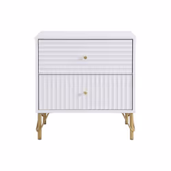 Lot De 2 Tables De Chevet 2 Tiroirs - Blanc - Loureo - Vue supplémentaire 2