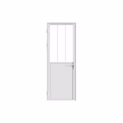 Bloc Porte Réversible En Aluminium Et Verre Trempé Style Atelier - H204 X L83 Cm - Blanc - Ermelo - Vue supplémentaire 2