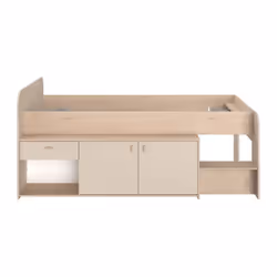 Lit Mi-hauteur 90 X 190/200 Cm Avec Rangements – Beige Et Naturel + Sommier - Lunobi - Vue supplémentaire 2