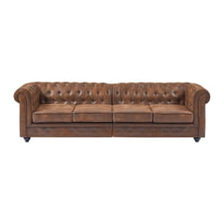 Canapé 4 places en microfibre aspect cuir vieilli CHESTERFIELD